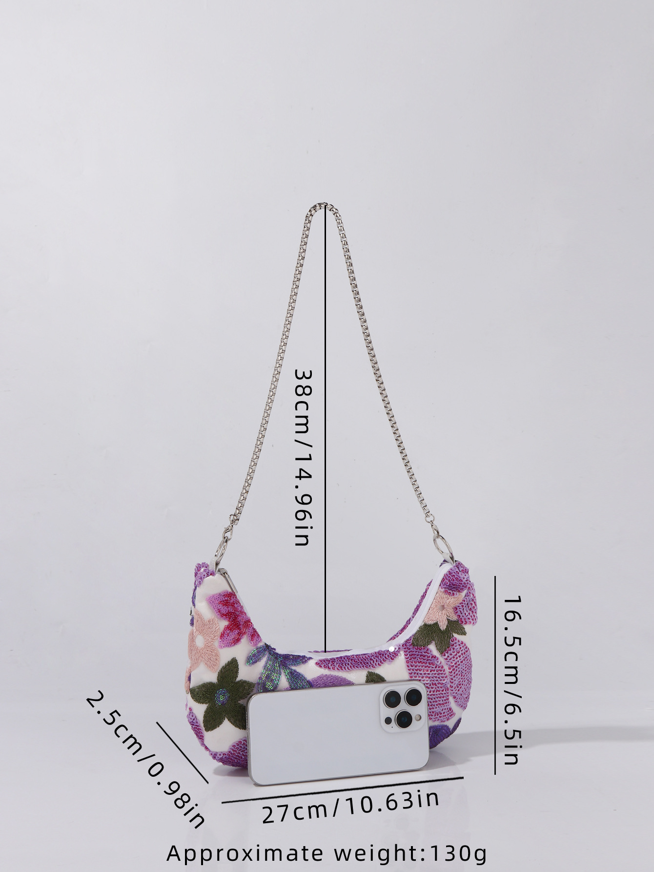 跨境新款亮片刺绣花卉晚宴包单肩包优雅女包时欧美尚潮流斜挎包包详情9