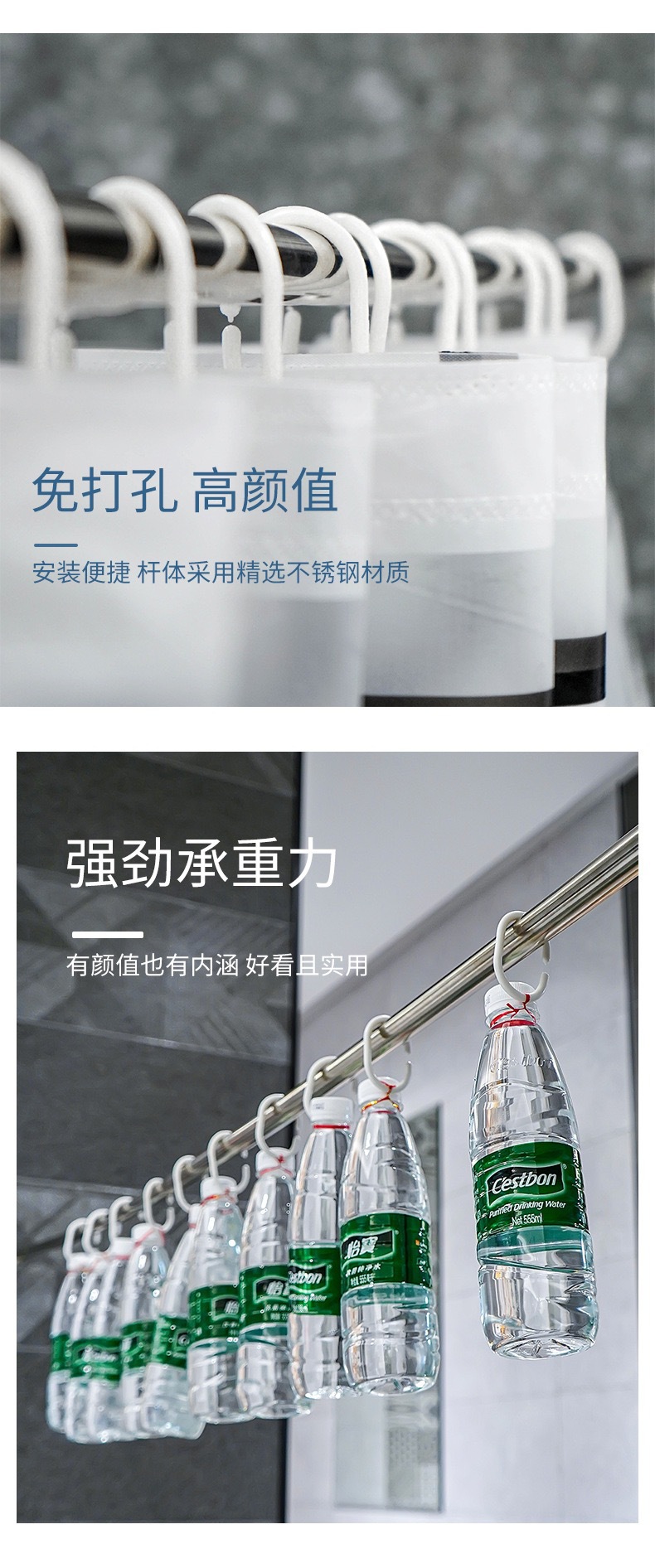 外贸款防水EVA浴帘PVEA浴室隔断帘子大方格卫生间干湿分离浴帘详情6