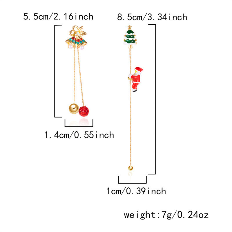 欧美跨境新款圣诞节耳环创意百搭会爬的圣诞老人不对称耳环女批发详情22