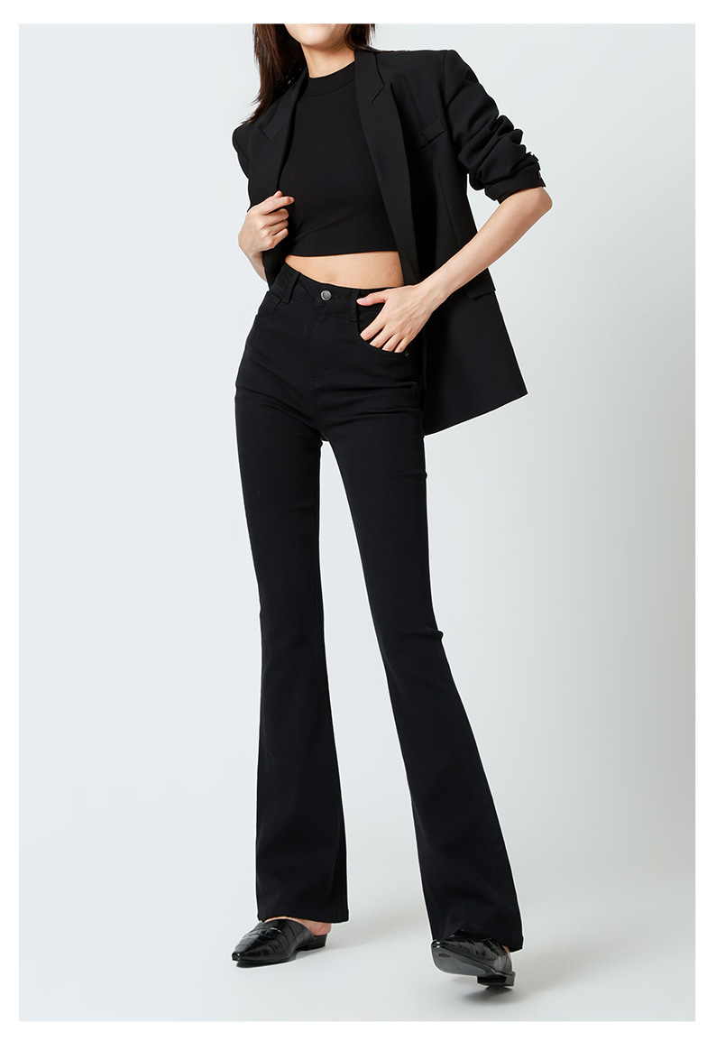 加绒/黑色高腰微喇叭牛仔裤女Jeans 巨显瘦纯紧身提臀25秋冬新款详情15