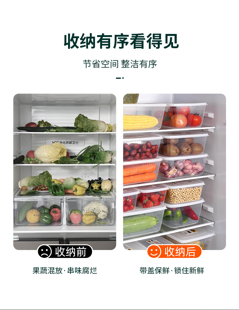 厨房冰箱长方形保鲜盒微波耐热塑料饭盒食品餐盒水果收纳密封盒详情3