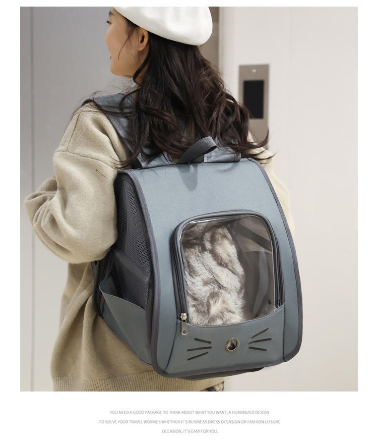 时尚透气宠物双肩包大猫背包便携式猫猫包宠物拉杆包多功能宠物包详情15