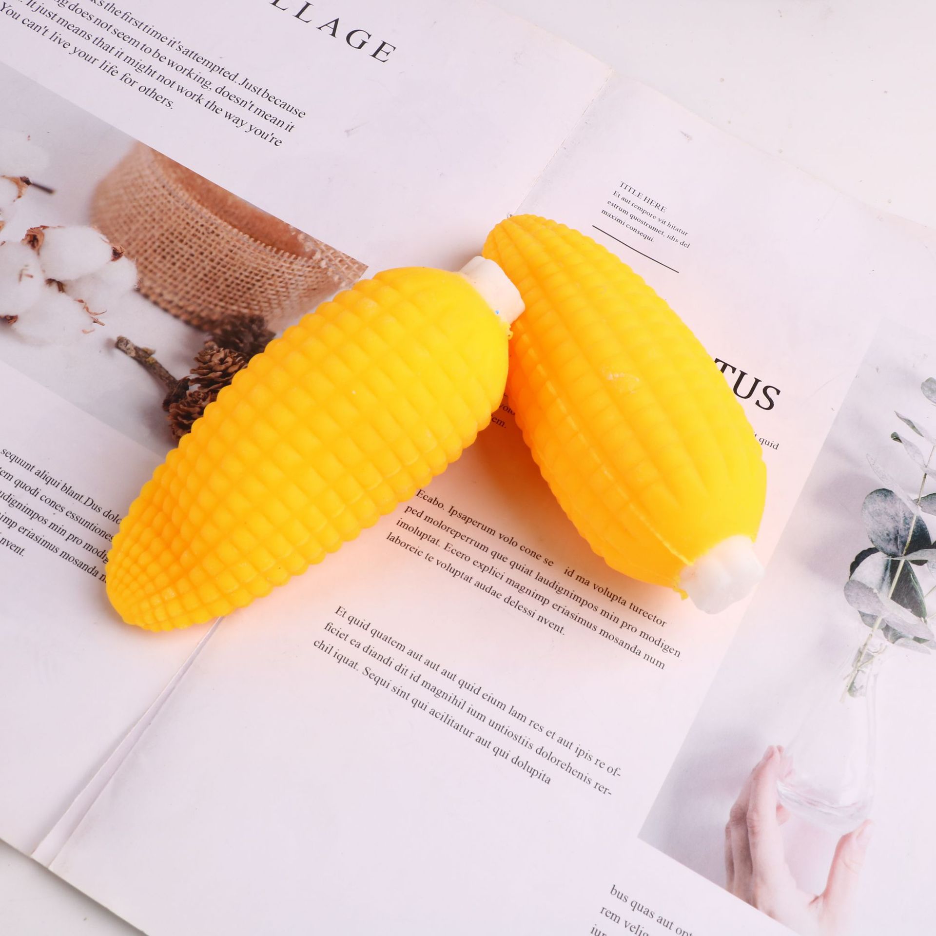 Korean version of stress-relieving simulation corn, pinching fun food toys, venting corn cobs for stress relief, tofu balls for pranks and mischief pic 7