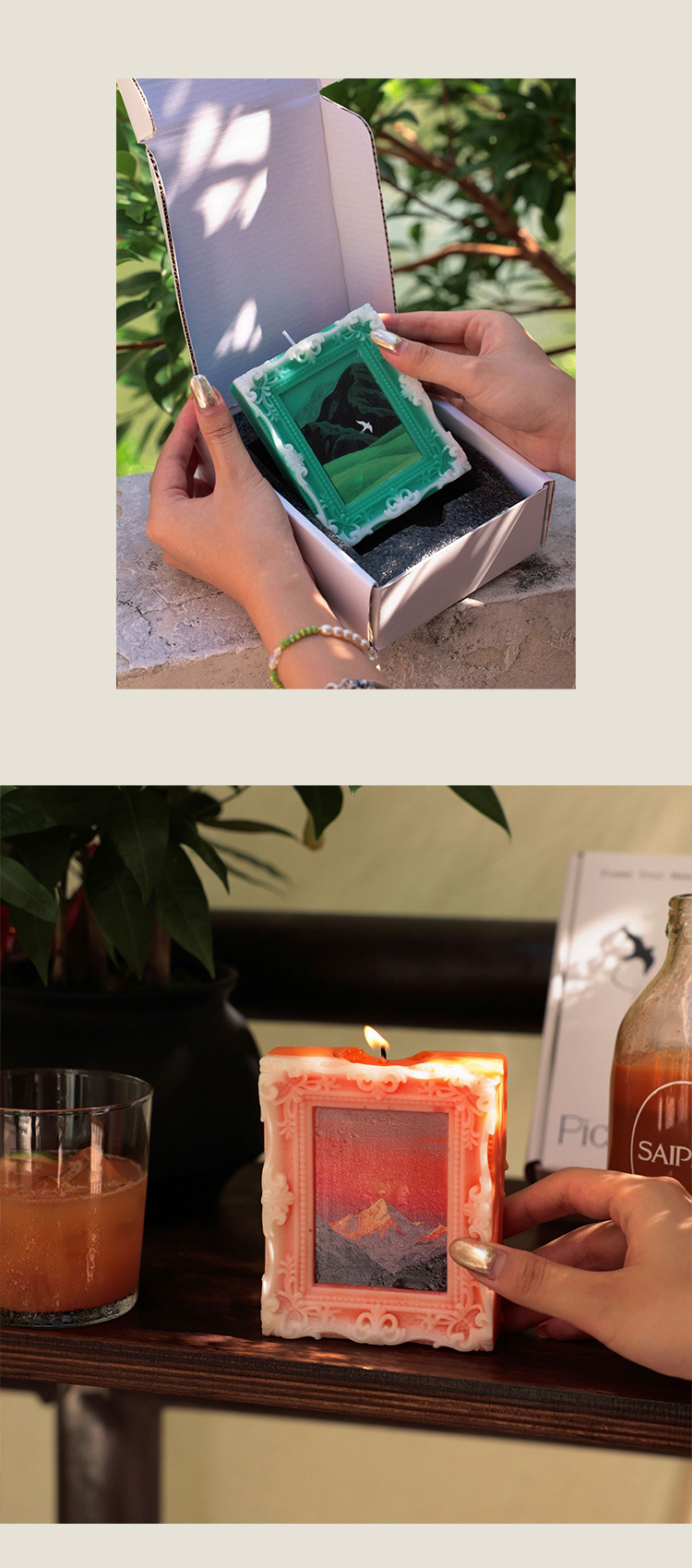 油画相框造型香薰蜡烛批发摆件拍摄道具氛围感礼物礼品送闺蜜详情6