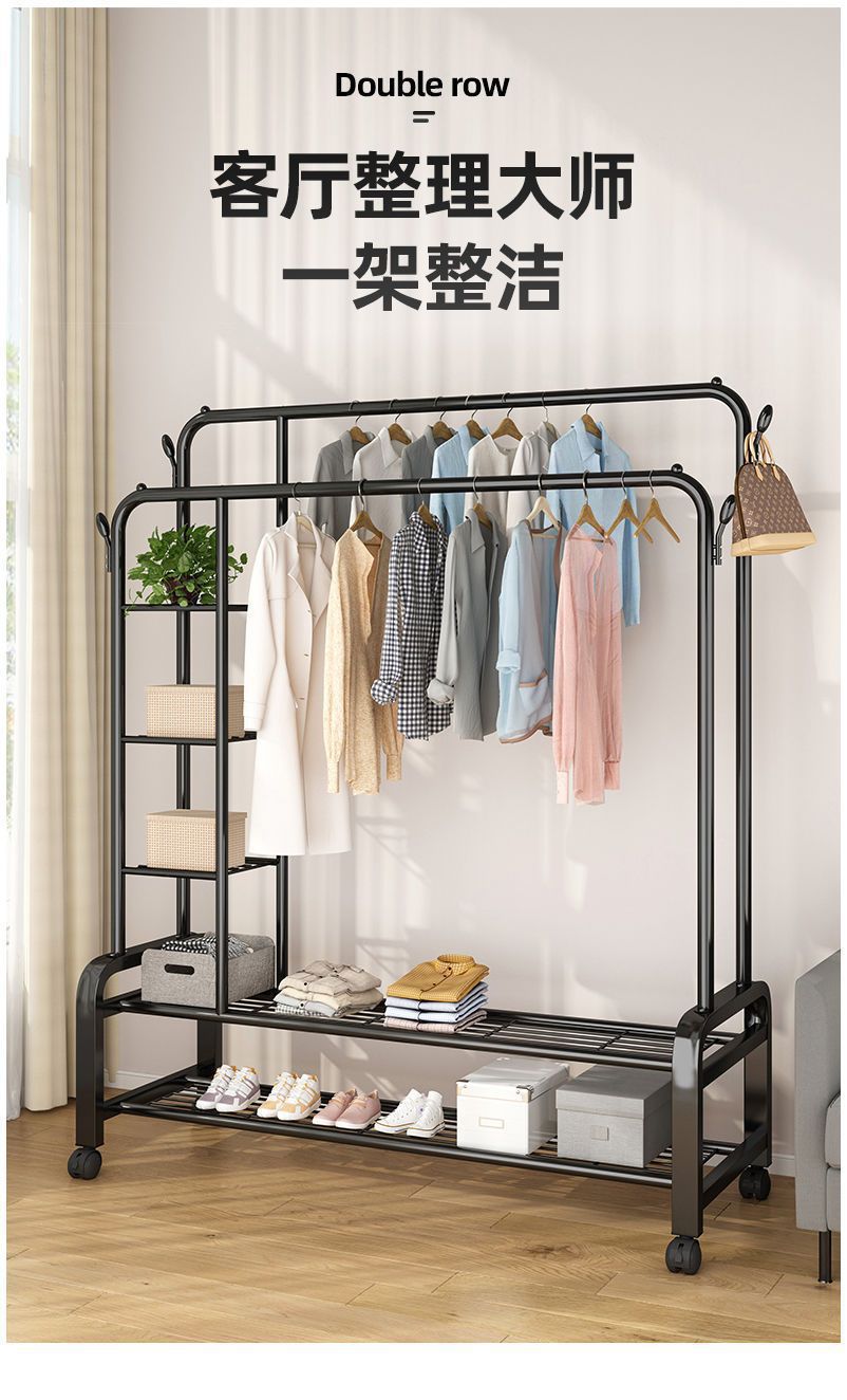 简易晾衣架落地家用卧室挂衣服架子宿舍室内阳台晒衣架折叠凉衣杆详情12