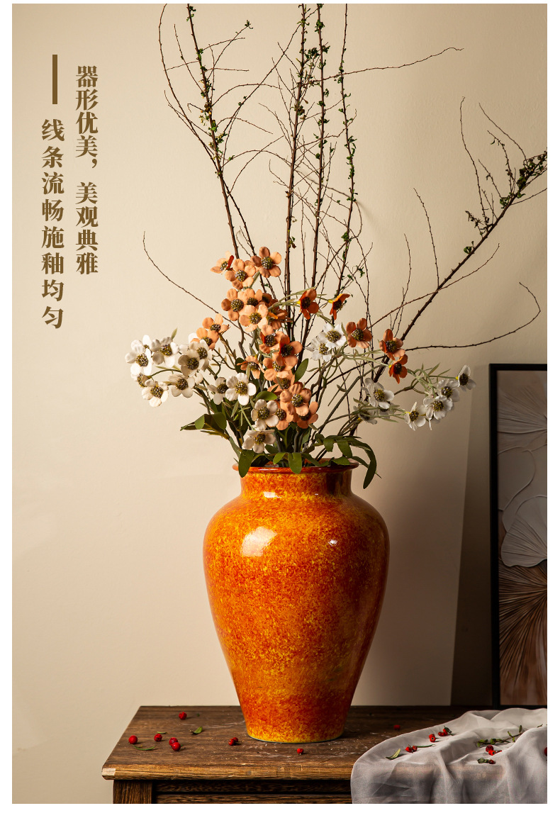 Jingdezhen ceramic vases, soda green rough pottery flower vases, living room home flower arrangement ornaments, retro jars for decoration pic 9