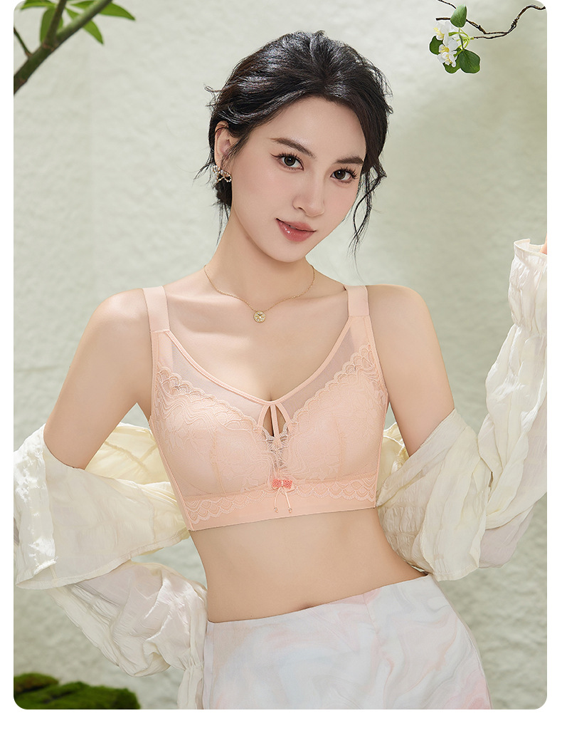 秋冬新款无钢圈大码蕾丝抹胸聚拢大胸显小调整型内衣防下垂文胸详情23