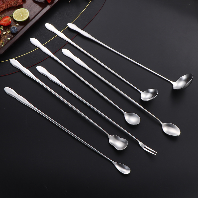 不锈钢搅拌勺创意葫芦柄水果叉咖啡搅拌勺火锅调料勺油勺长柄冰勺详情17