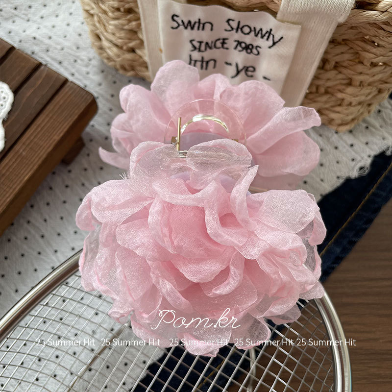 新款韩版甜美花朵抓夹儿童百搭后脑勺夹少女氛围感简约度假风发夹详情8