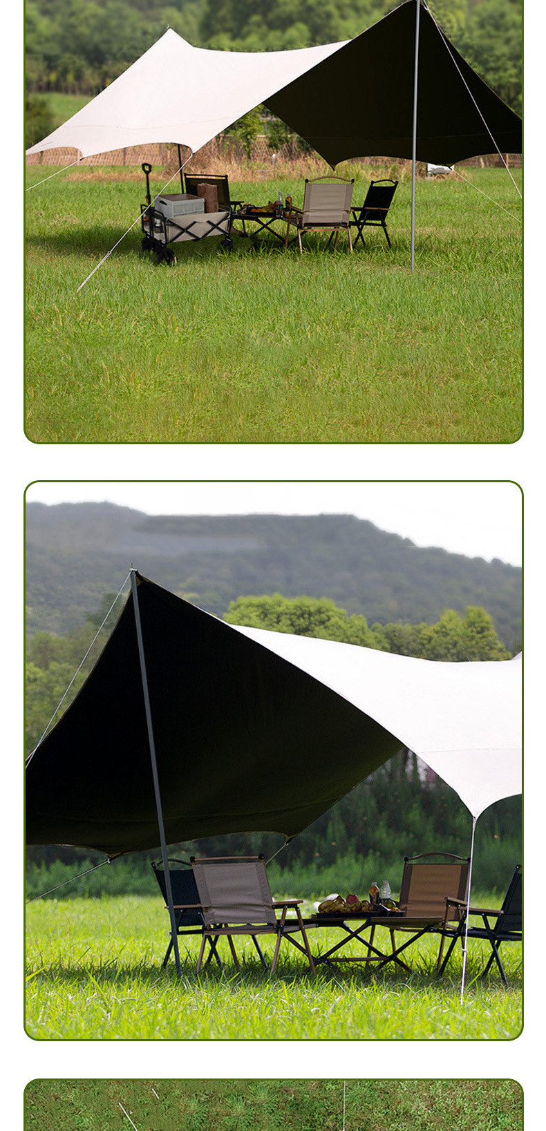 防晒黑胶天幕户外露营涂银幕布遮阳防雨帐篷野营用品防紫外线详情7