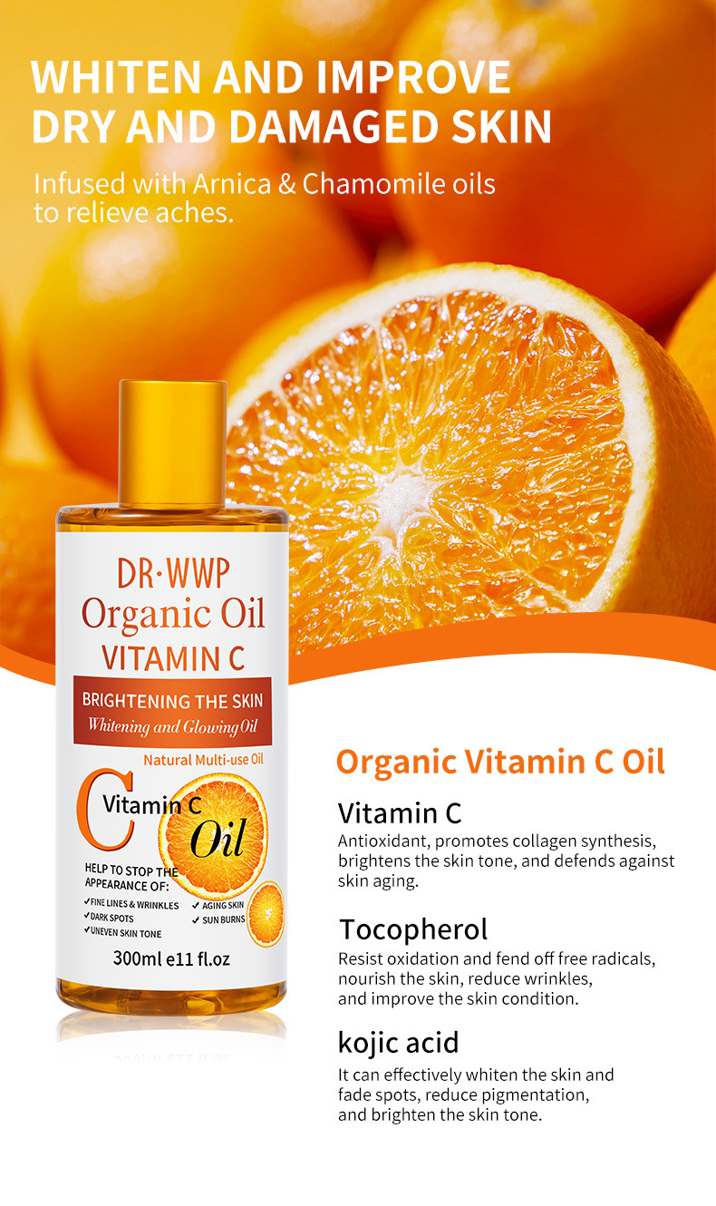 跨境有机VC精油SPA全身可用刮痧油滋润通络外贸身体按摩油300ml详情8