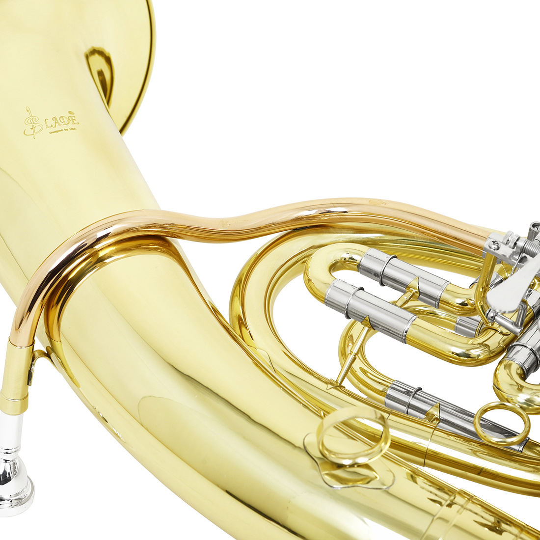 Wholesale of SLADE phosphor bronze four-key flat keyboard bass horn, school band horn, brass instruments, 4-key flat keyboard horn, large holding horn pic 14