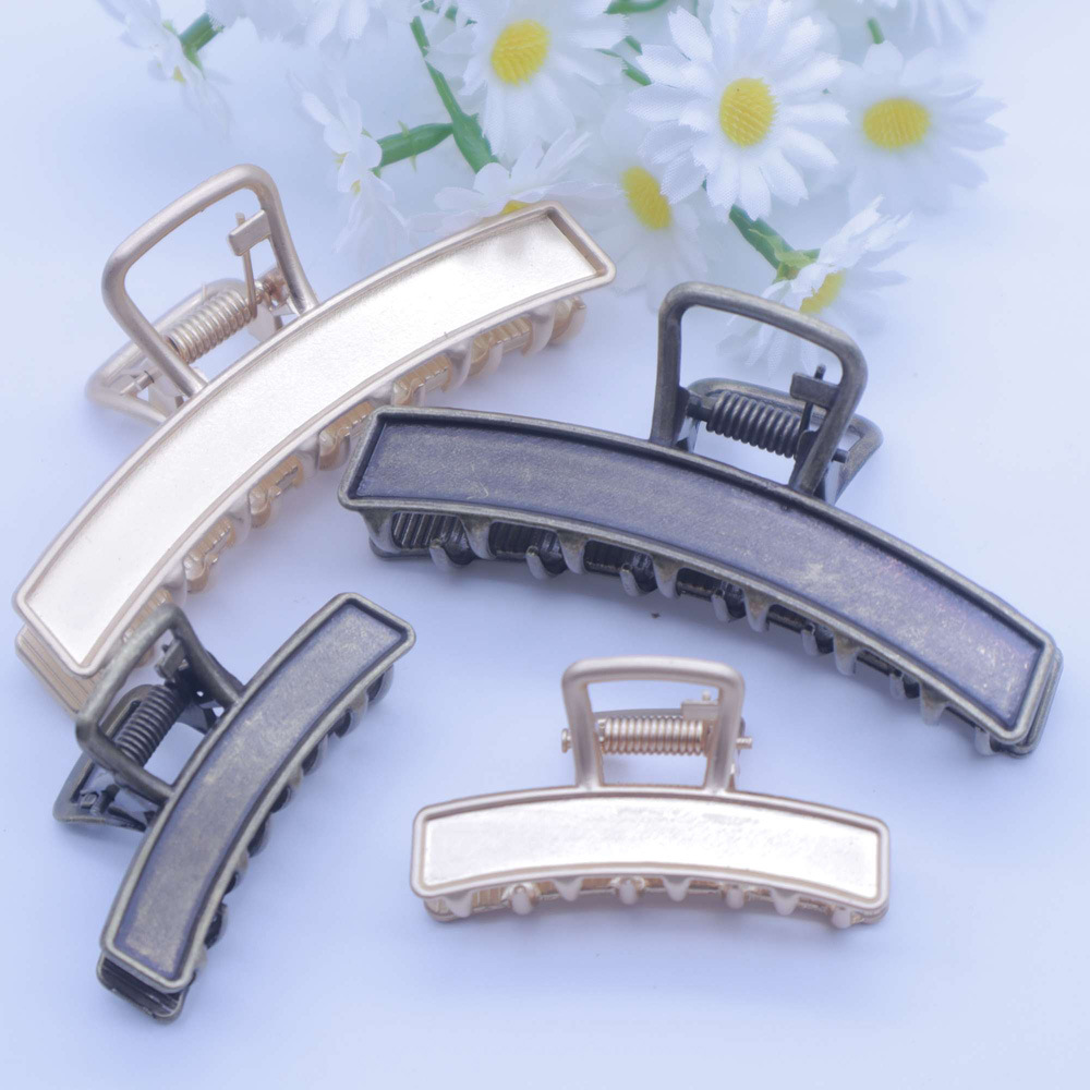 Zinc alloy semi-bent grab clip, ponytail clip, fine leather veneer, intangible cultural heritage Song brocade hair accessory, diy jewelry accessory wholesale pic 1