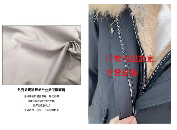 新款加厚冬季过膝 皮草 皮草派克服女 可拆卸 加长 皮毛一体外套详情12