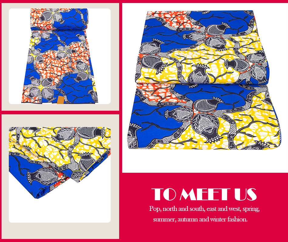 现货代发非洲蜡布双面涤纶几何印花面料africanfabric6码起售详情9