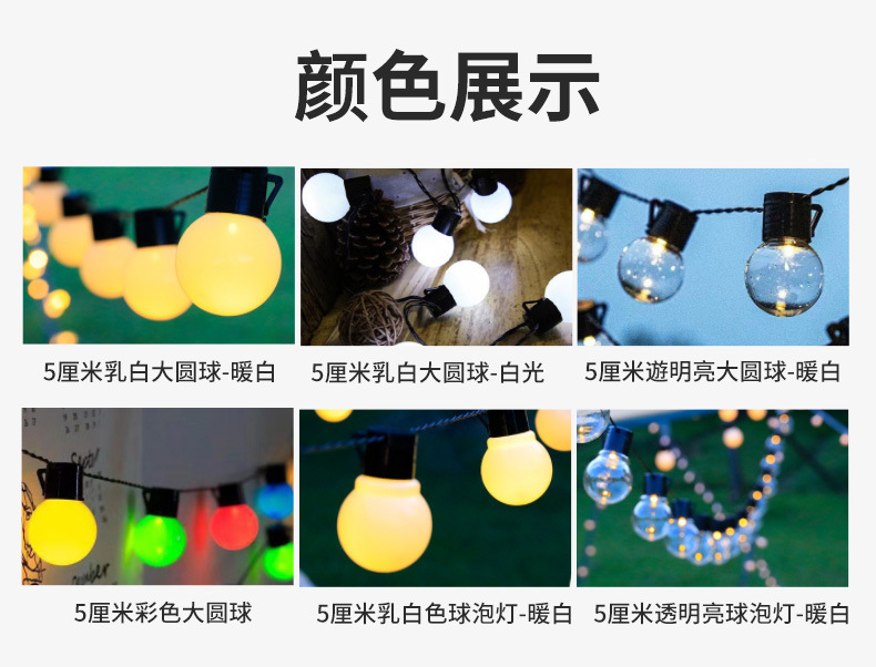 露营装饰灯串婚庆派对布置球泡灯户外防水庭院帐篷天幕圆球LED灯详情5