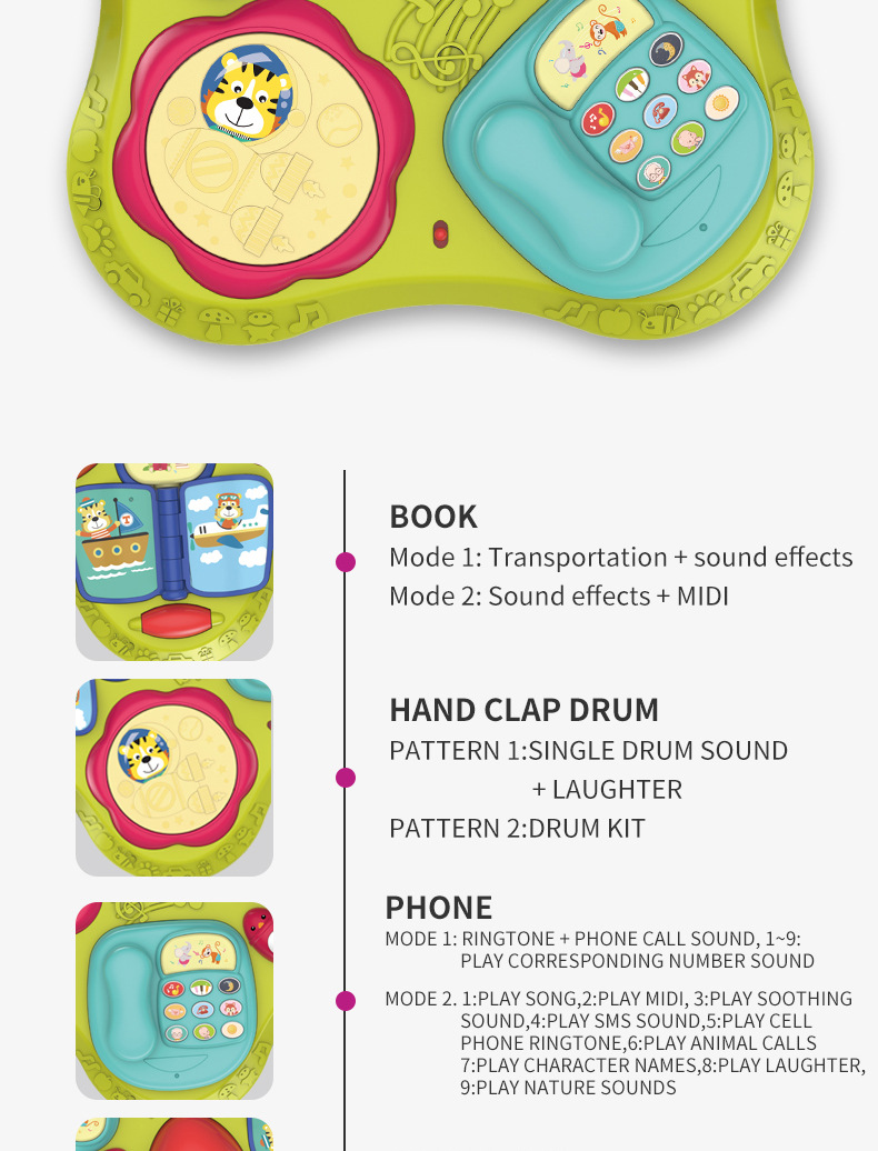 Baby three-in-one multi-functional rotating game table toy, early education and enlightenment learning table for newborns aged 1-3 pic 8