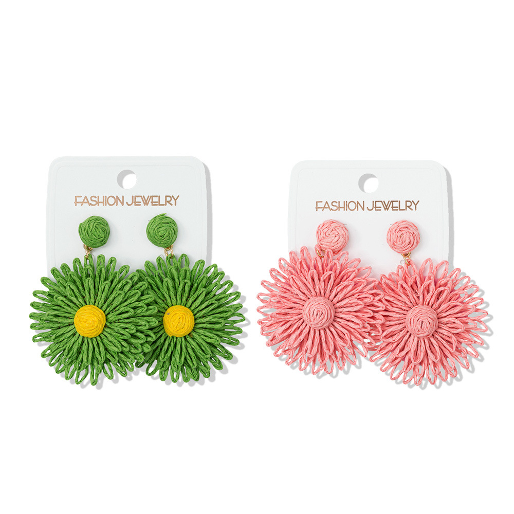 S925银针太阳花耳钉多巴胺风格夸张度假海边旅游小清新耳环饰品详情7