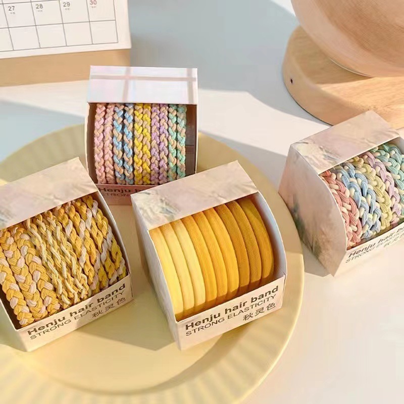 10 pieces of candy-colored braided hair tie with high-elasticity and durable rubber bands, new ponytail hair tie headwear pic 9