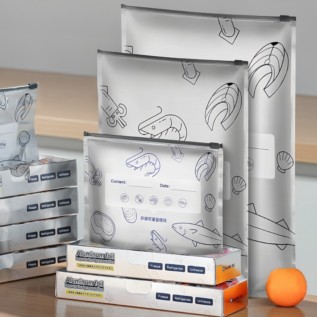 Aluminum foil sealed fresh-keeping bags, food-grade refrigerator refrigeration special self-sealing bags, zipper sealed packaging bags wholesale pic 19