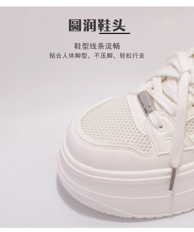 夏季女鞋2025新款网面透气厚底增高小白鞋女百搭休闲时尚运动板鞋详情4