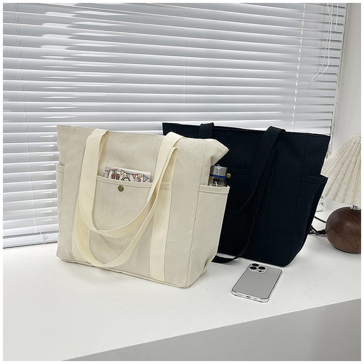 大容量托特帆布包上班外出高颜值通勤百搭文艺学生装书单肩布袋包详情29