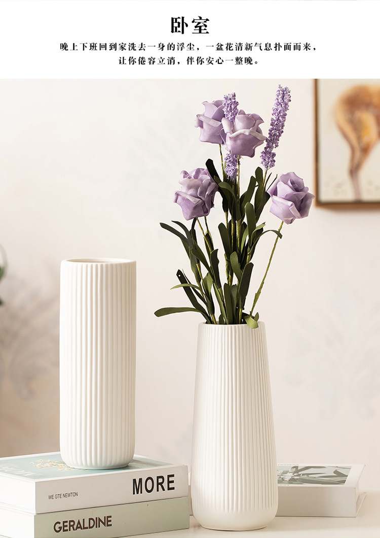 跨境爆款陶瓷花瓶创意家居客厅白色水培花器北欧干花插花装饰摆件详情4