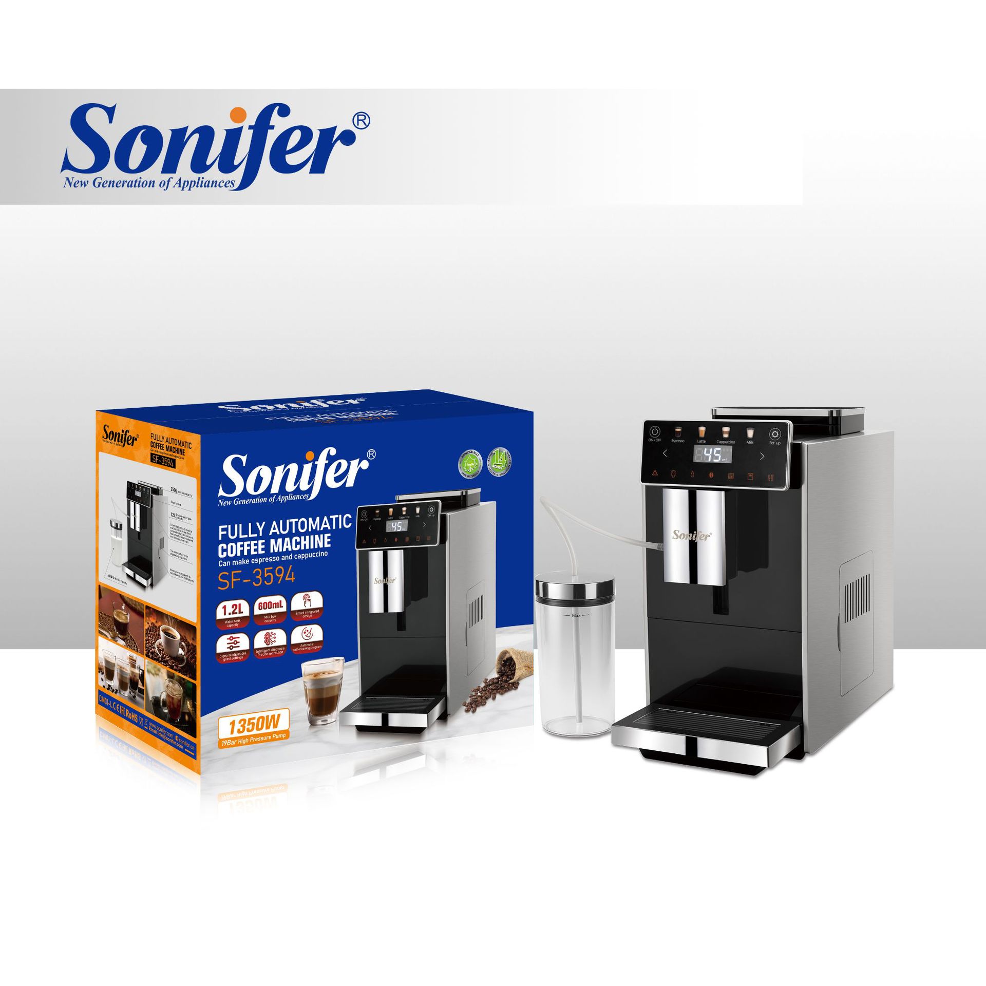 Sonifer SF-3594 跨境家用小型研磨意式咖啡机coffee maker详情3