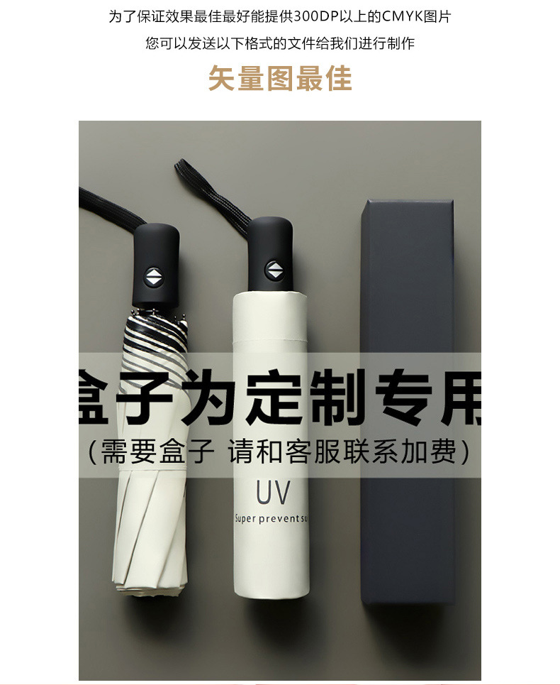 全自动UV黑胶遮阳伞便携三折伞晴雨两用防晒防紫外线折叠太阳伞详情2