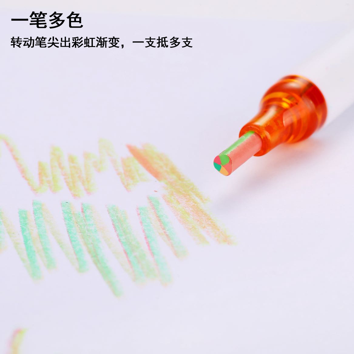 3.0mm自动彩色铅笔 彩虹芯12支桶装高颜值多色芯按动彩铅跨境批发详情4