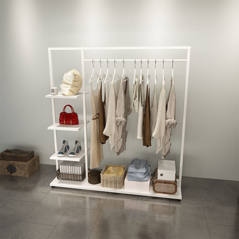 北欧卧室衣帽架落地铁艺家用收纳衣帽陈列架简约时尚服装店展示架详情2