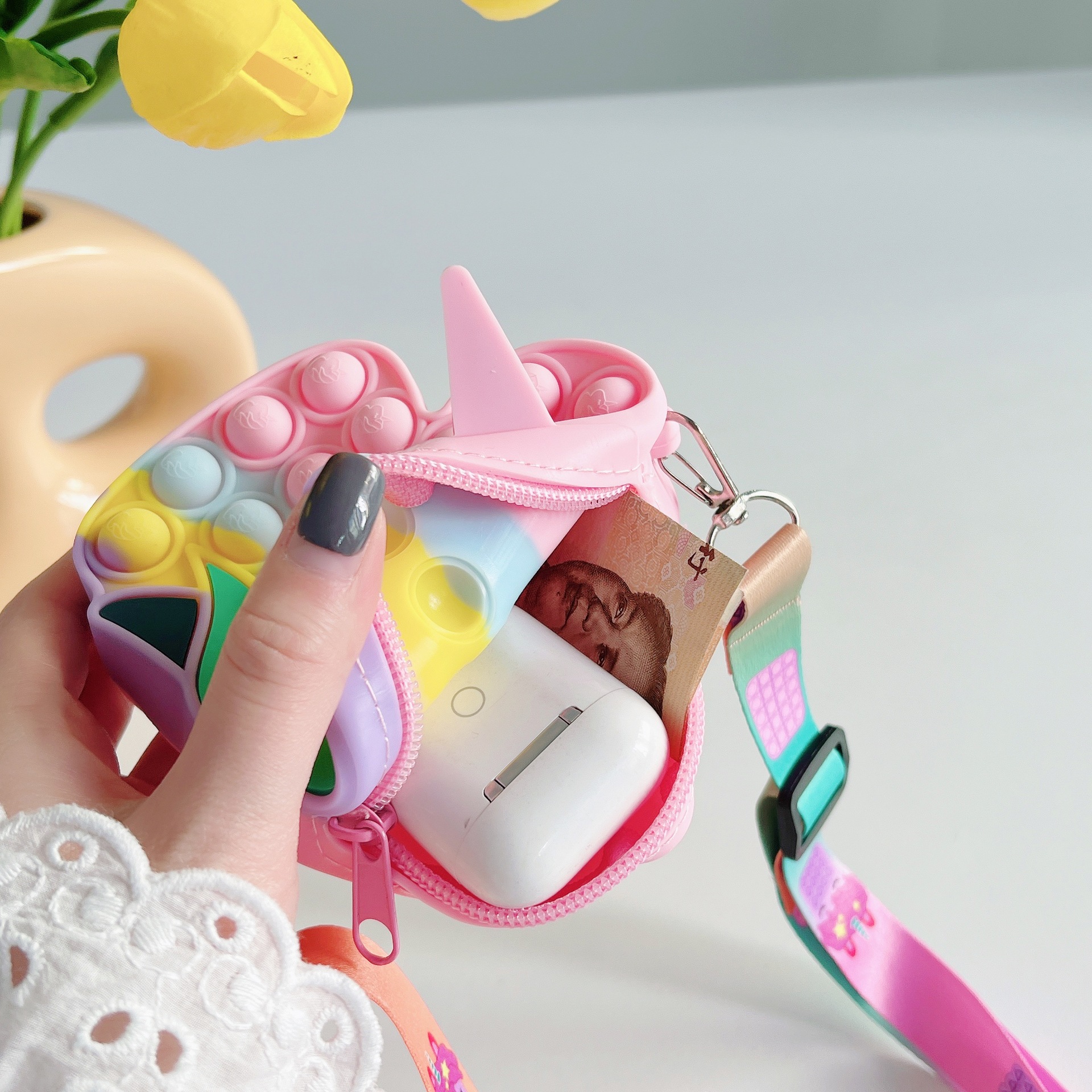 灭鼠先锋独角兽包包跨境新品儿童单肩斜挎包硅胶零钱包卡通泡泡包详情7