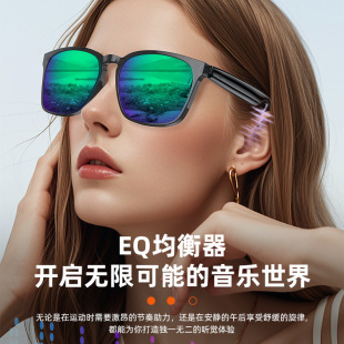 Cross-border AI translation smart glasses A17 European and American large-frame sun-protective color-changing stainless steel Bluetooth audio sunglasses smart accessories pic 2