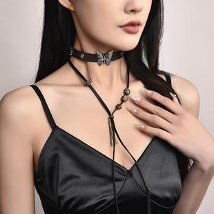 欧美高级感十字花皮质项圈颈带锁骨链choker甜酷风潮颈链脖链批发详情9