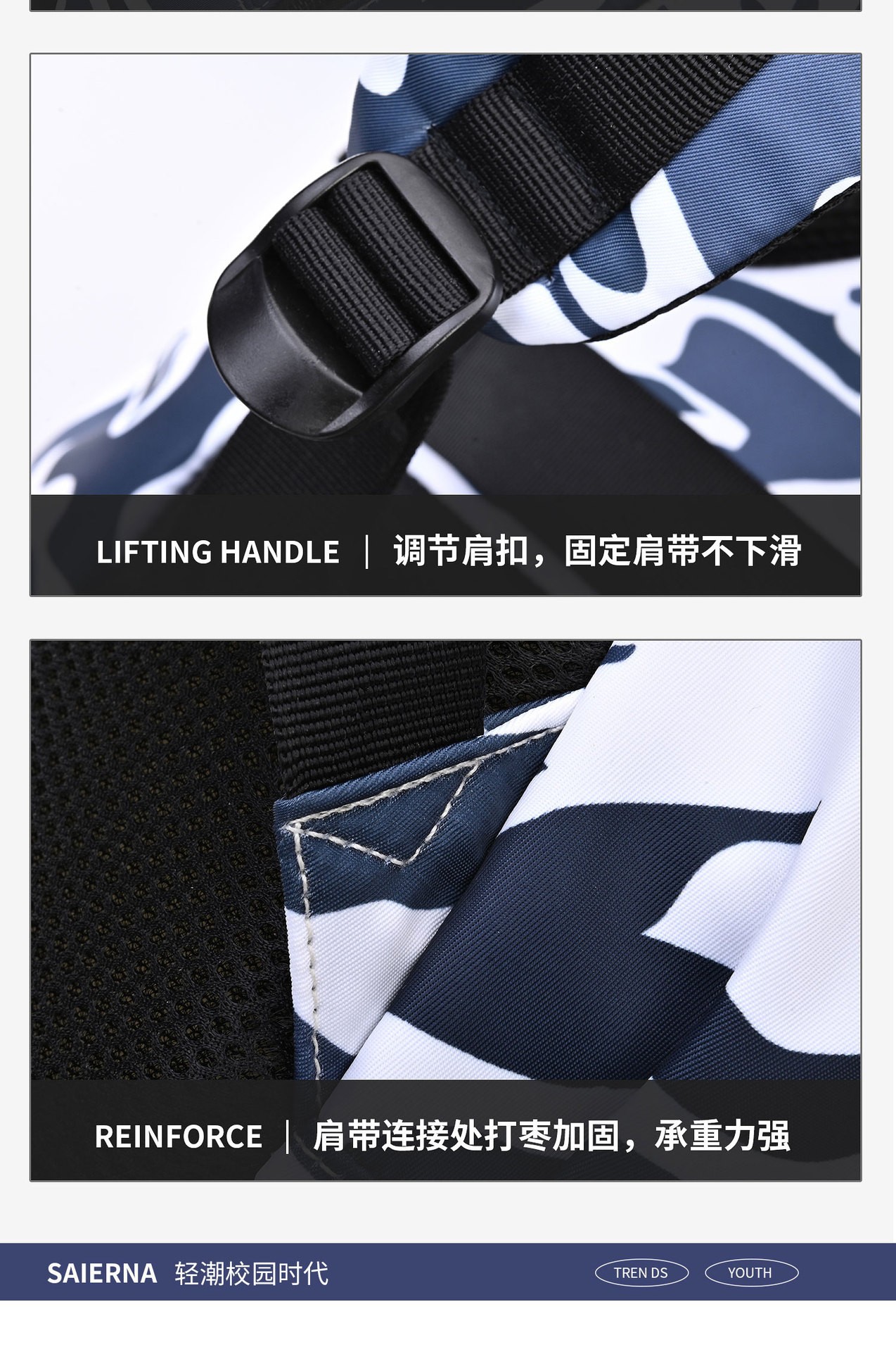 The 2025 new model of camouflage schoolbag for junior and senior high school students, large-capacity backpack for reducing burden and protecting the spine, and graffiti backpack pic 14