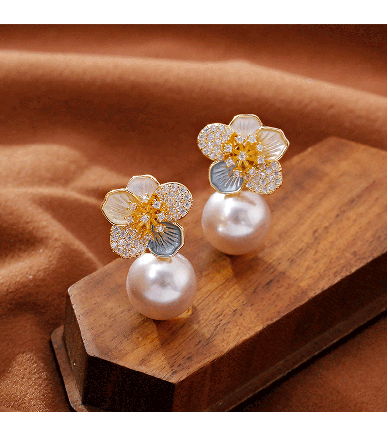 Hyacinth fashion hyacinth, светловолосые цветочки, жемчужные серьги, маленькие женщины, создавай дорогие сенсорные серьги, 2025 бадминтоударные серьги для ушей pic 5