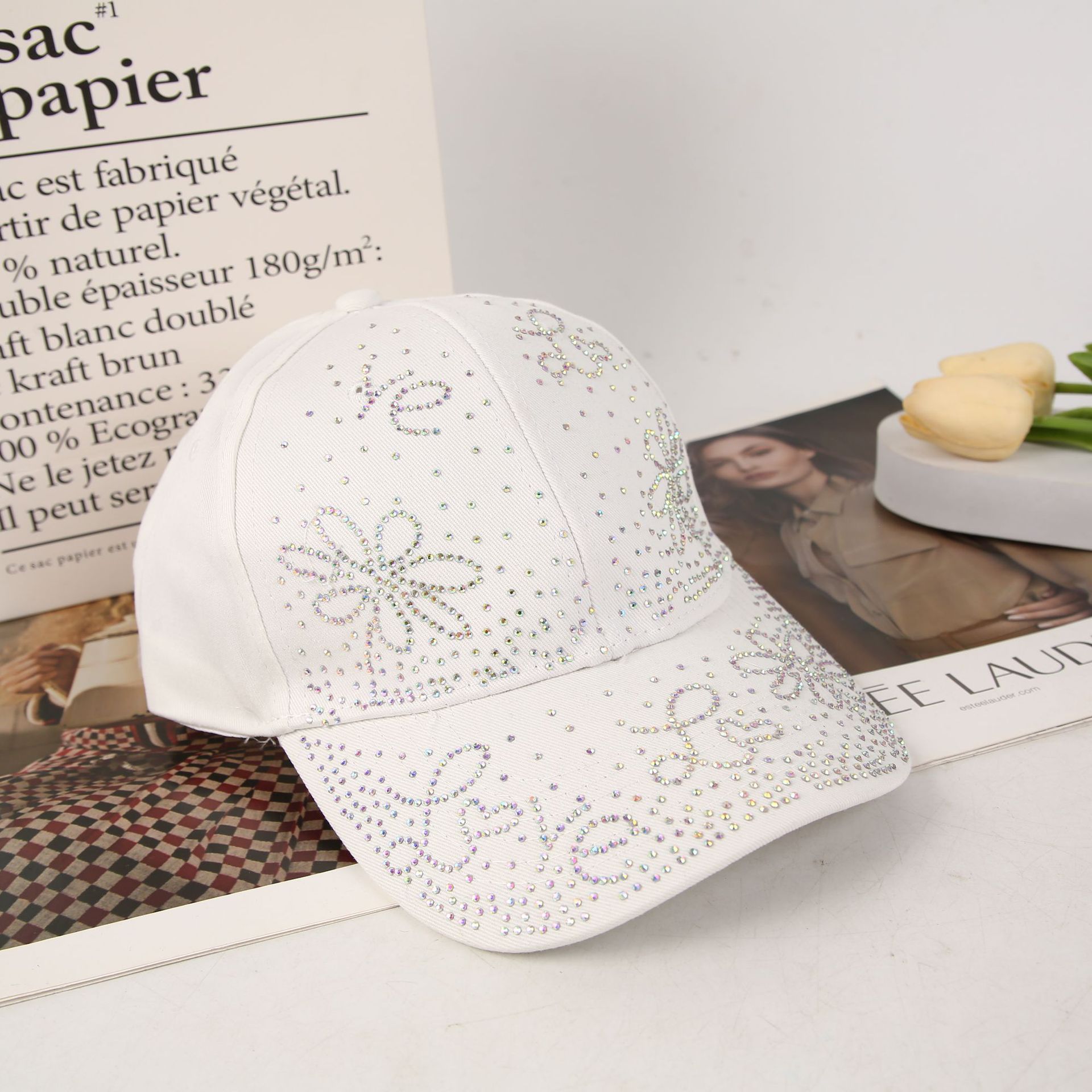 A new fashionable baseball cap with a light luxury water diamond butterfly for women. It is a versatile, casual and stylish shade baseball cap for women pic 6