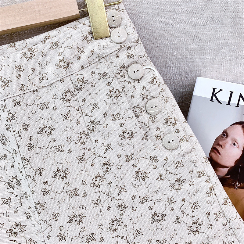 In-stock 0wis raindrop linen and floral patterned French raindrop linen printed floral casual trousers, slimming and versatile pic 33