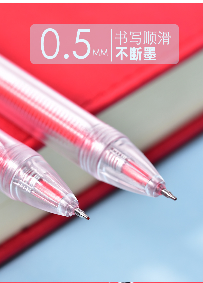 Factory direct supply of WYH072 red and black gel pens from Weiya Hui. Wholesale of transparent gel pens for smooth writing pic 5