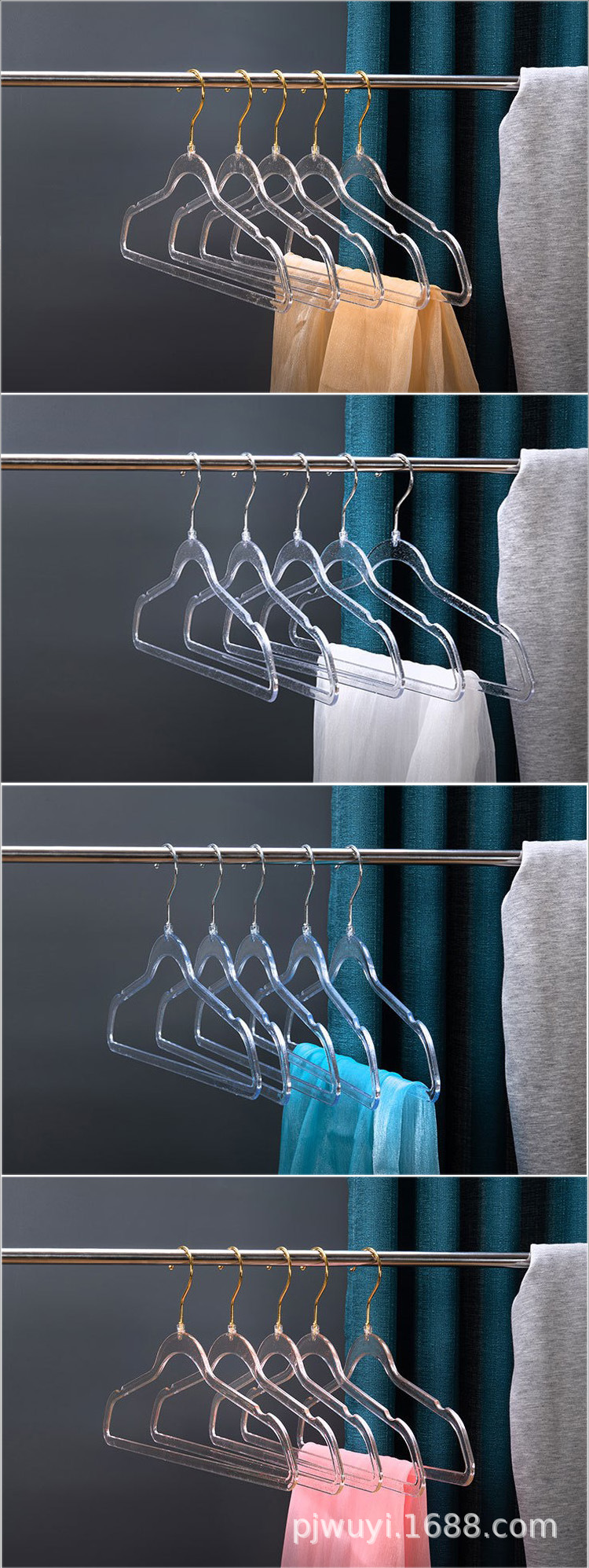 透明金粉水晶衣架子珍珠仙女衣挂少女心可爱学生衣撑子服装店批发详情7