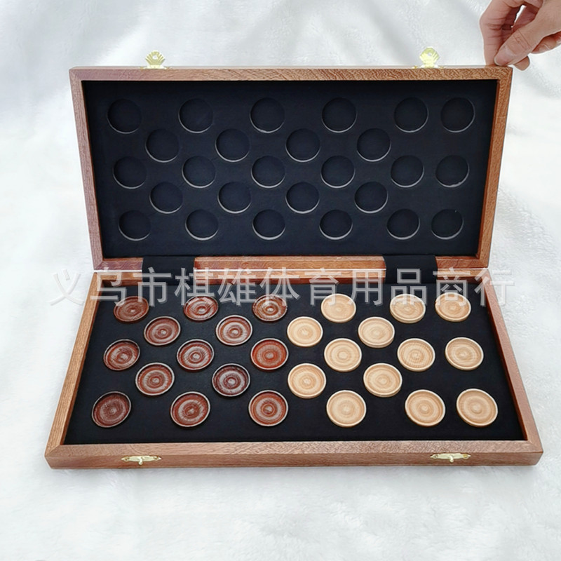 Wooden 64-square and 100-square international Draughts, beech jumping pieces, redwood chessboard, 2 extra spare pieces, beech pieces pic 3