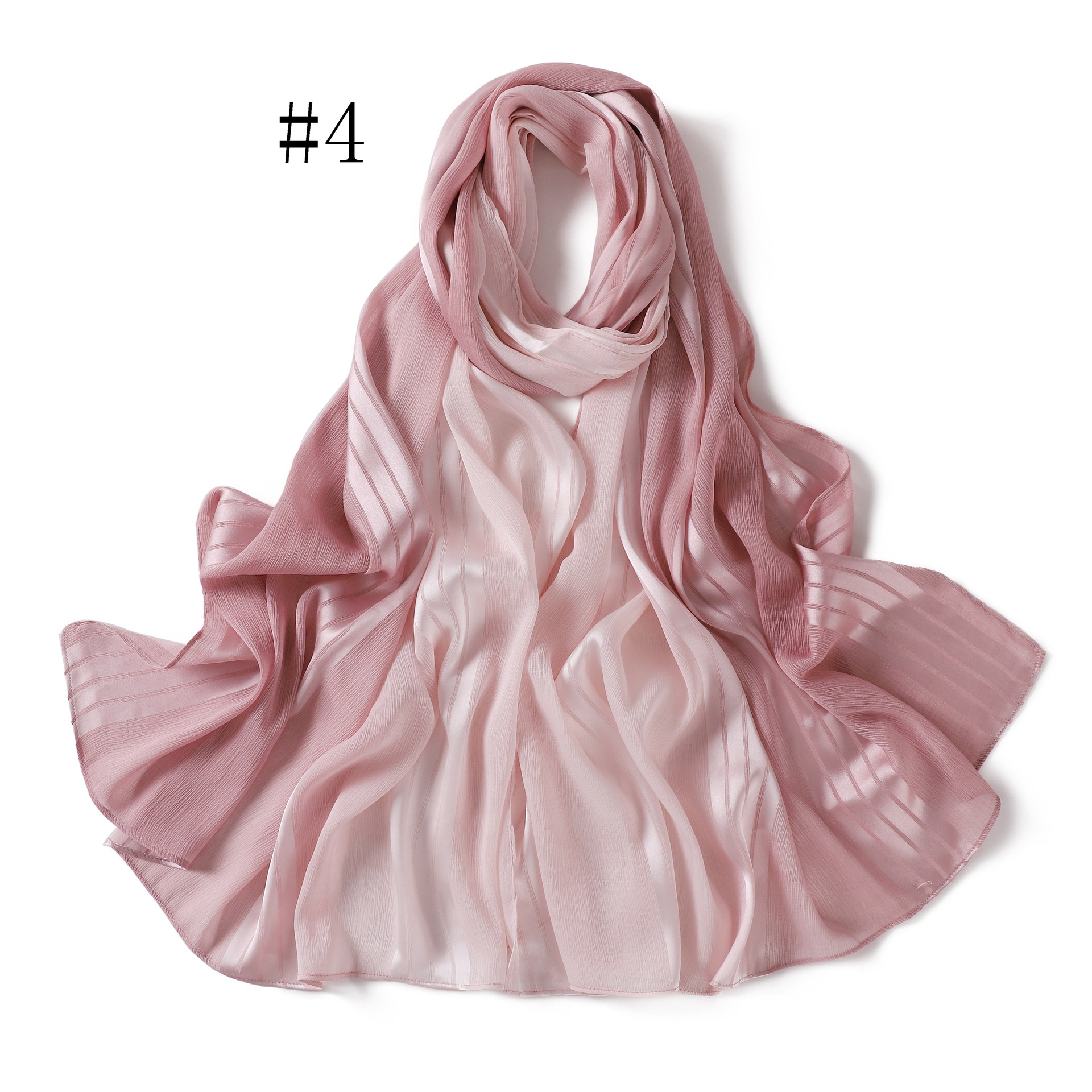 新款披肩渐变色围巾褶皱条纹头巾CottonViscoseHijabF736详情15