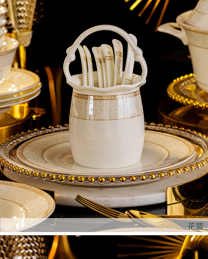 Ceramic tableware bowls, plates and plates set for home use, Jingdezhen Jinggesi Bone China bowl and chopstick set Company gift wholesale pic 26