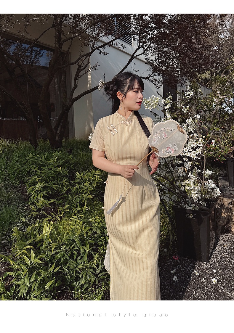 56146 French Summer Cheongsam 2025 New Style, everyday style, striped retro retro young cheongsam from the Republic of China era, large size pic 14