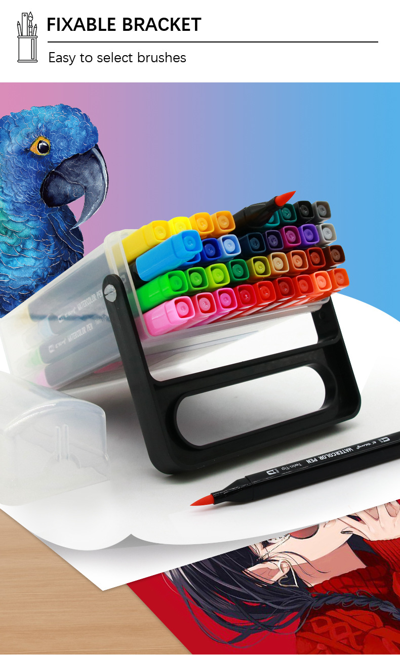 Yalong Cross-border 36-color Marcadores washable new marker pen, smooth quality, brush marker pen color paint pic 7