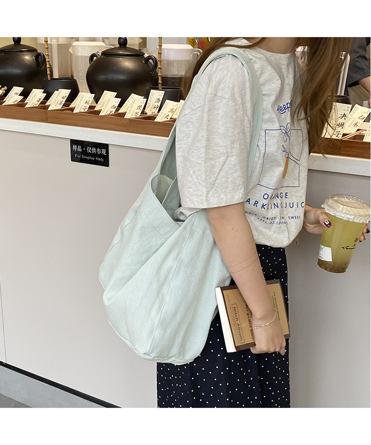 韩系小众ins牛仔帆布包休闲简约布袋大容量学生单肩托特包波点包详情30