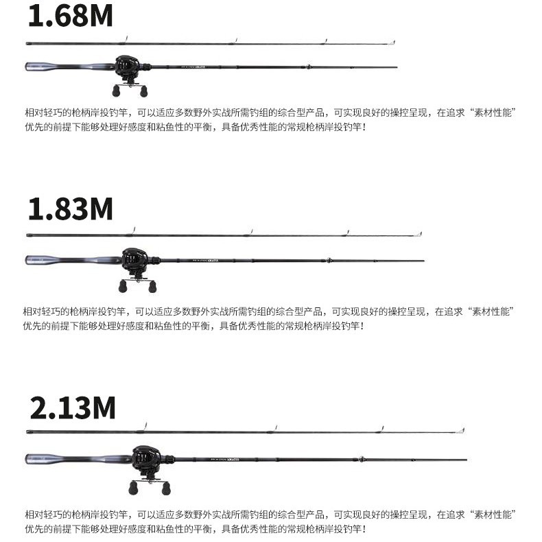 专业M调碳素路亚竿直柄枪柄防爆竿稍一体式握把钓鱼竿运动户外垂钓用品详情3