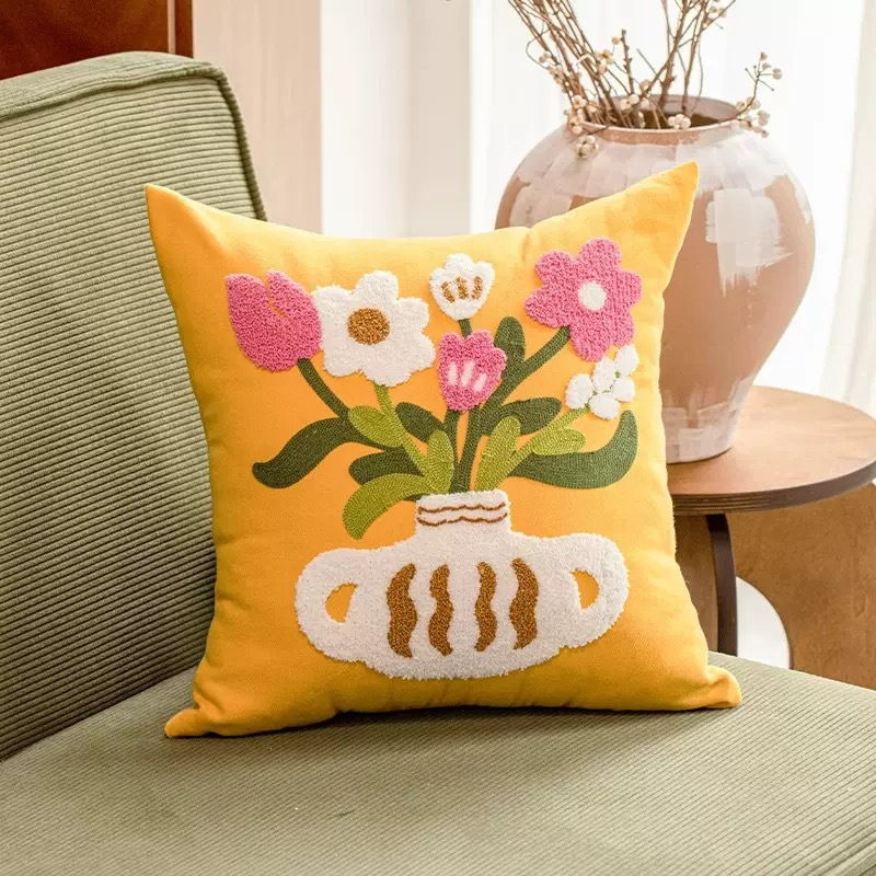 Cartoon dopamine throw pillow, Apple living room sofa cushion, square headrest, cute core-filled pillow cover pic 5