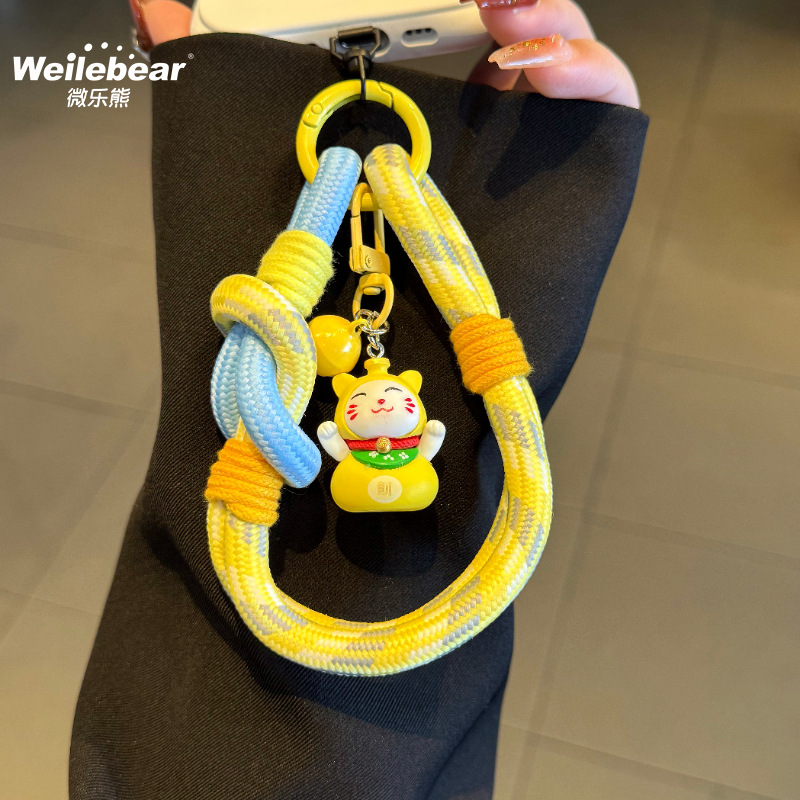 招财猫手机挂绳编织加粗手腕带钥匙扣包包挂件户外旅游防摔手机链详情6