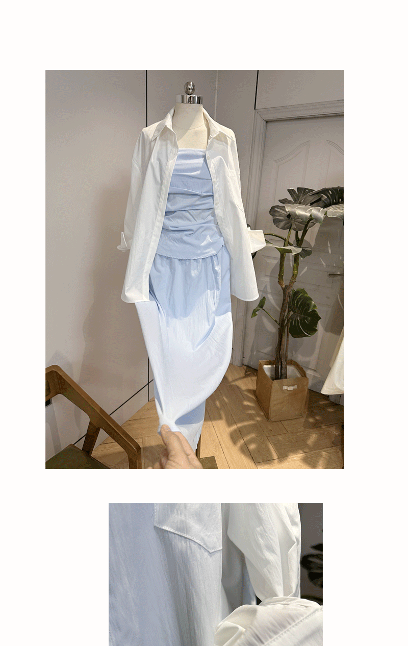 2025春夏季新款韩系套装衬衫抹胸上衣半身裙浅蓝色详情8